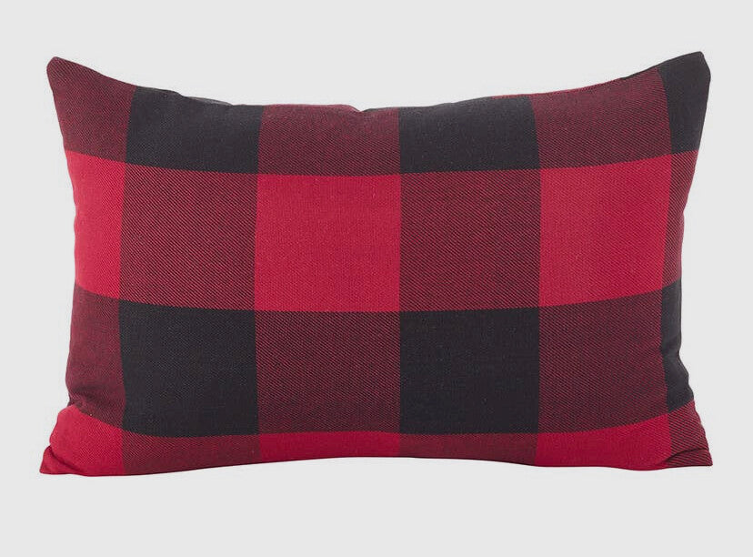 Red/Black Buffalo Plaid Cotton Decorative Throw Pillow