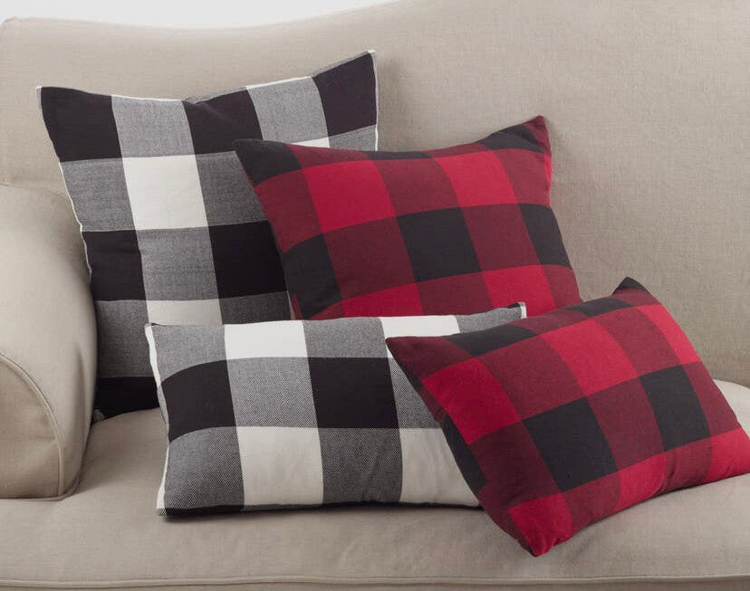 Red/Black Buffalo Plaid Cotton Decorative Throw Pillow