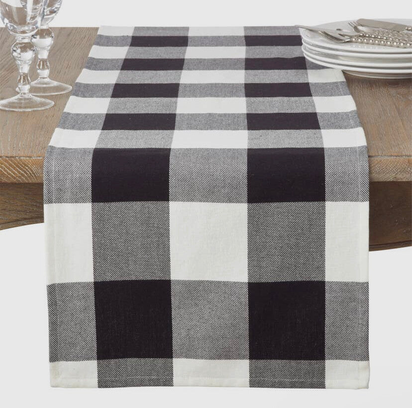 Buffalo Check Cotton Black/White Table Runner